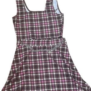 NYC Red and Black Pleated A-Line Dress Sleeveless Square Neck